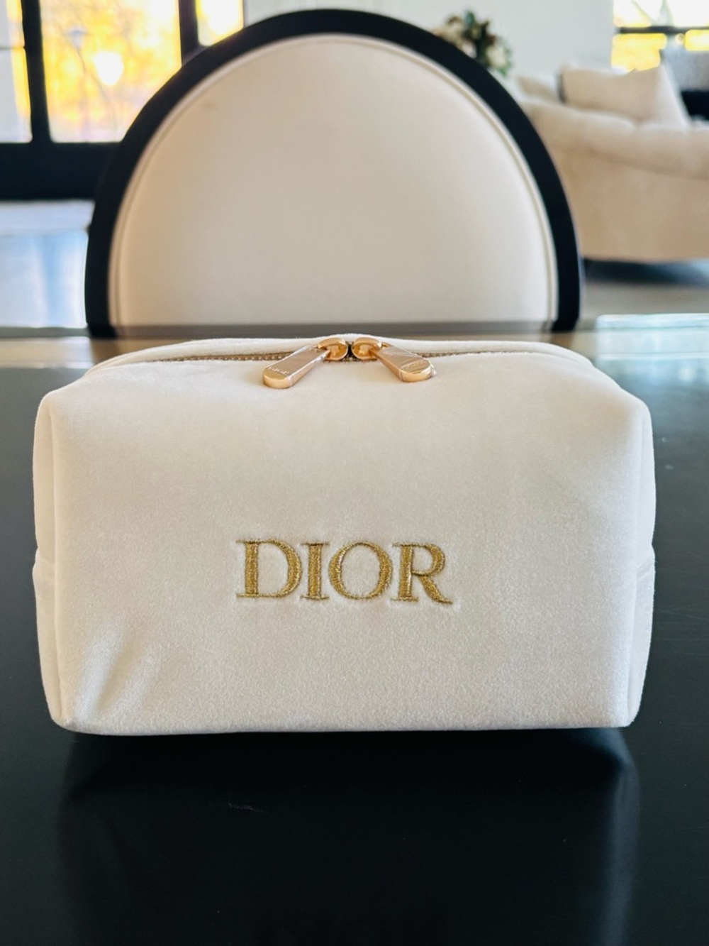 Dior Cream Velvet Zippered Case + Box - Picture 2 of 7